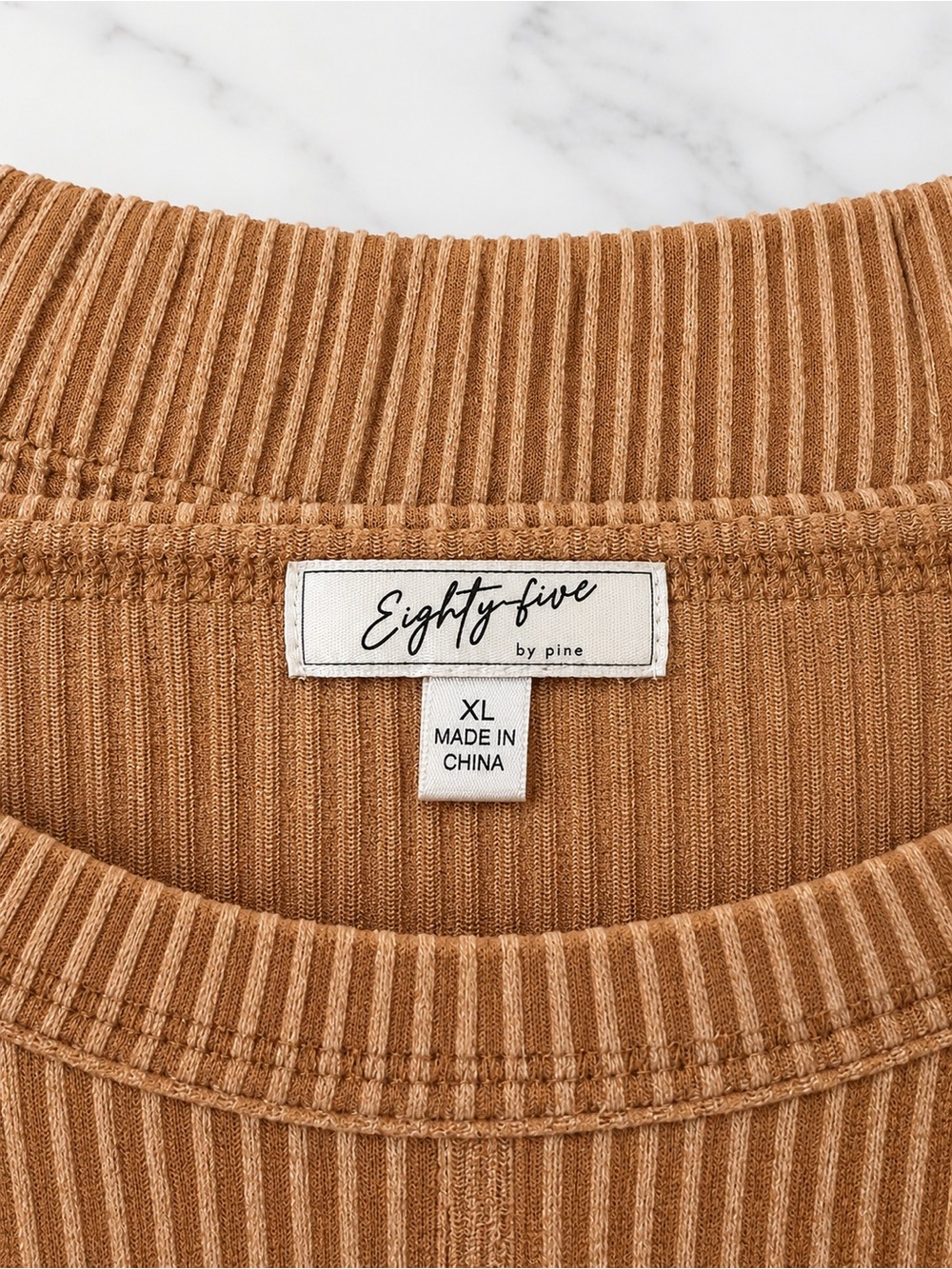 Cozy Ribbed Botique Two-Piece Set in Camel - Picture 2 of 2